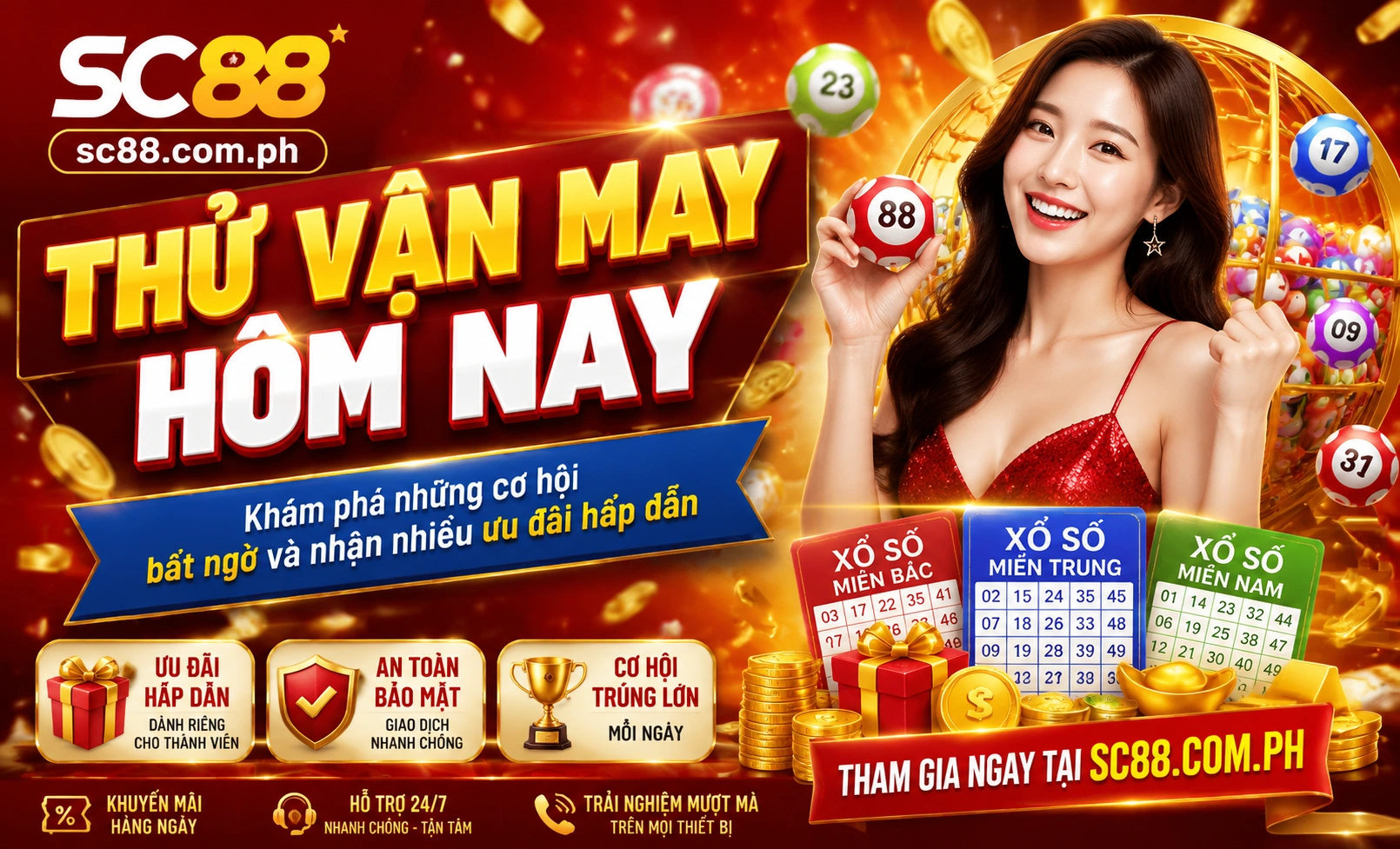 Bảng số xổ số SC88 theo vùng miền với nút tra cứu nhanh